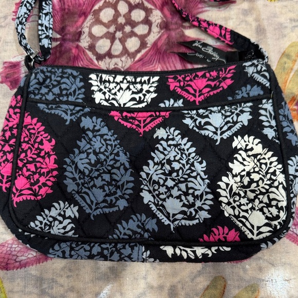 Vera Bradley Northern Lights Black and Pink Floral Shoulder Bag - Picture 3 of 6